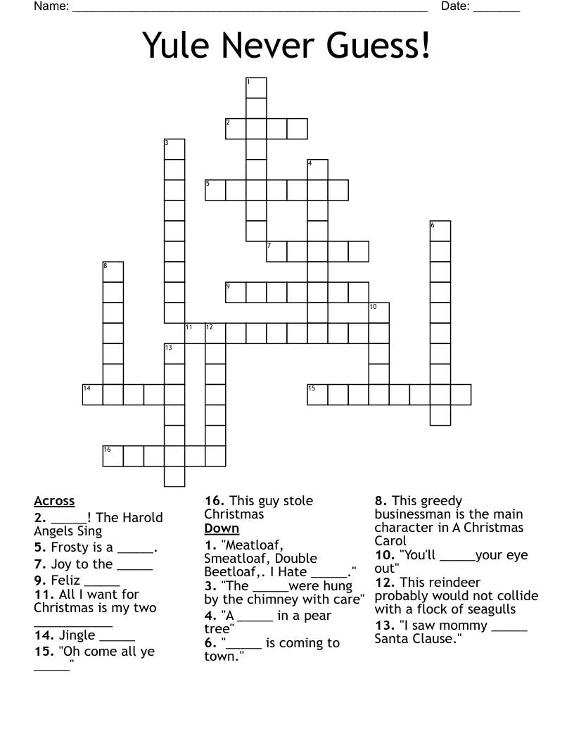 Yule Never Guess! Crossword
