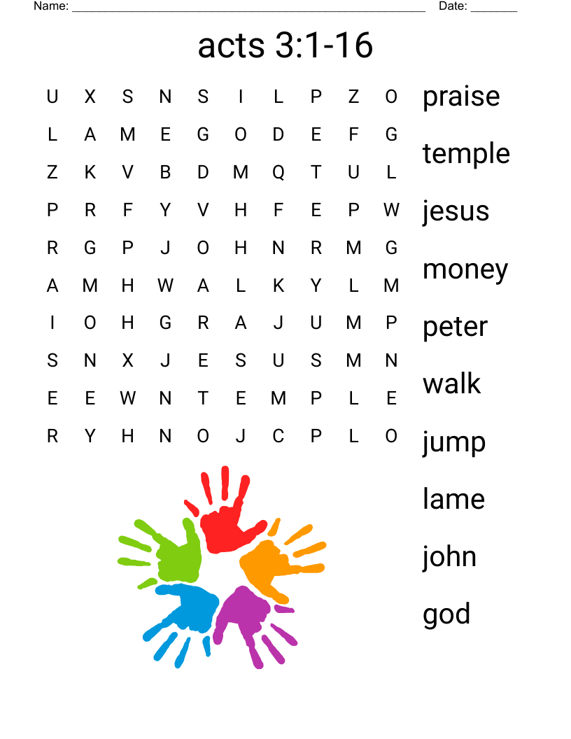 acts 3:1-16 Word Search