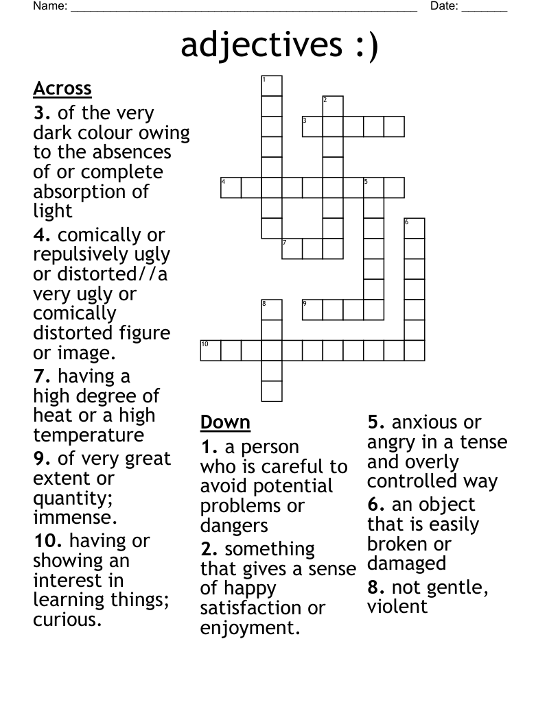 adjectives :) Crossword