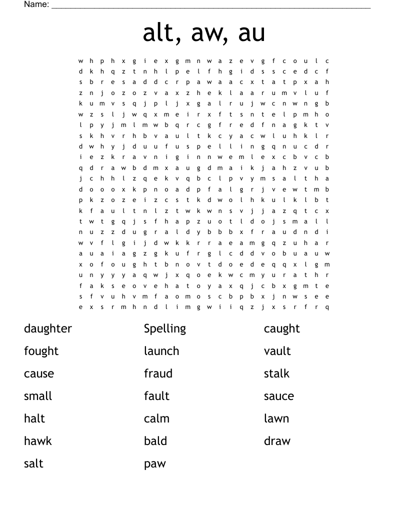 alt, aw, au Word Search
