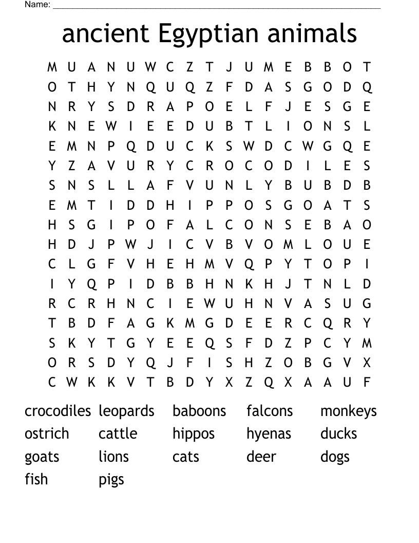 ancient Egyptian animals  Word Search