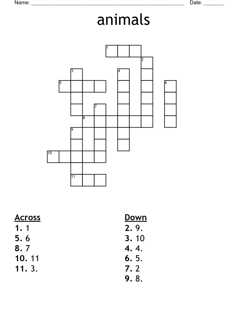 animals Crossword