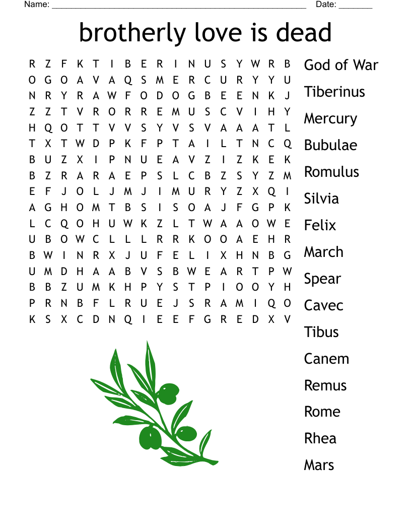 brotherly love is dead Word Search