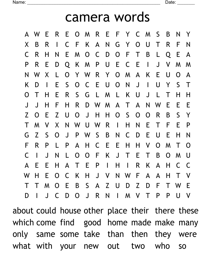 camera words Word Search