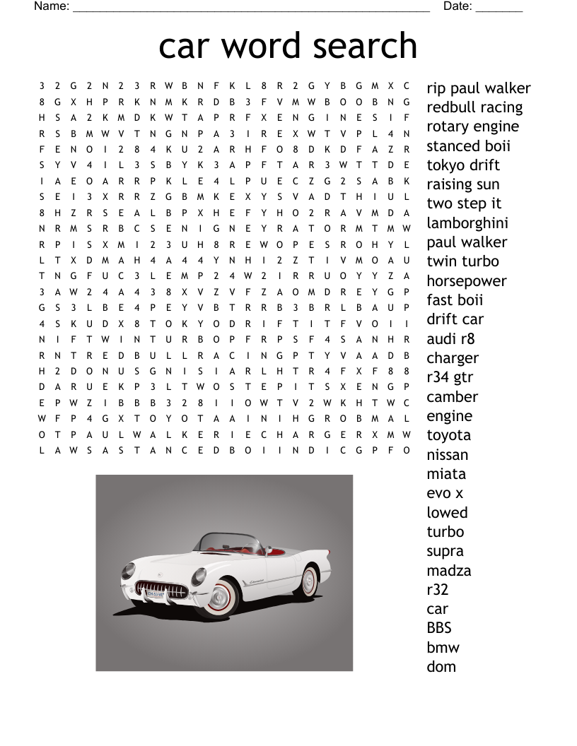 car word search 