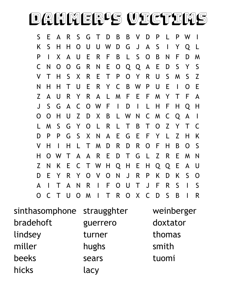 dahmer's victims Word Search