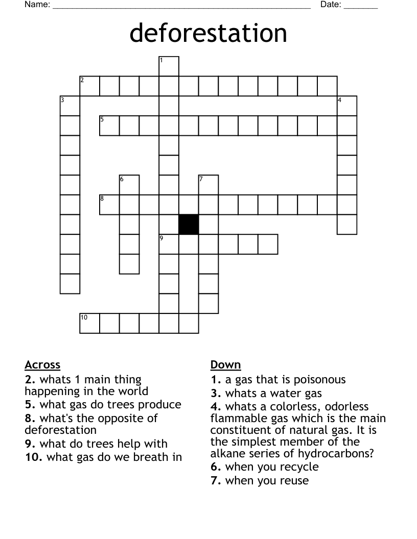 deforestation Crossword