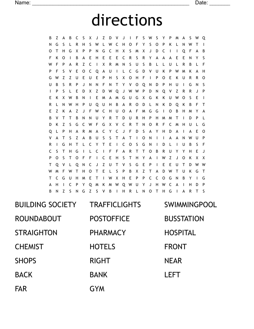 directions Word Search