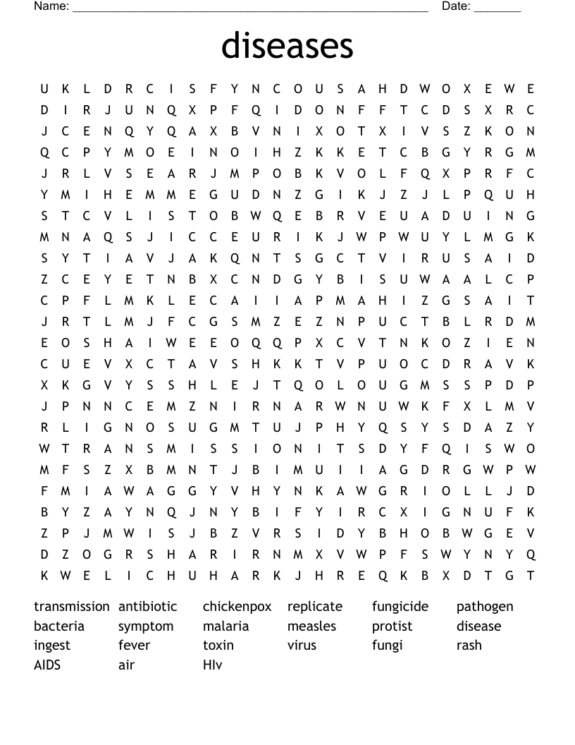 diseases Word Search