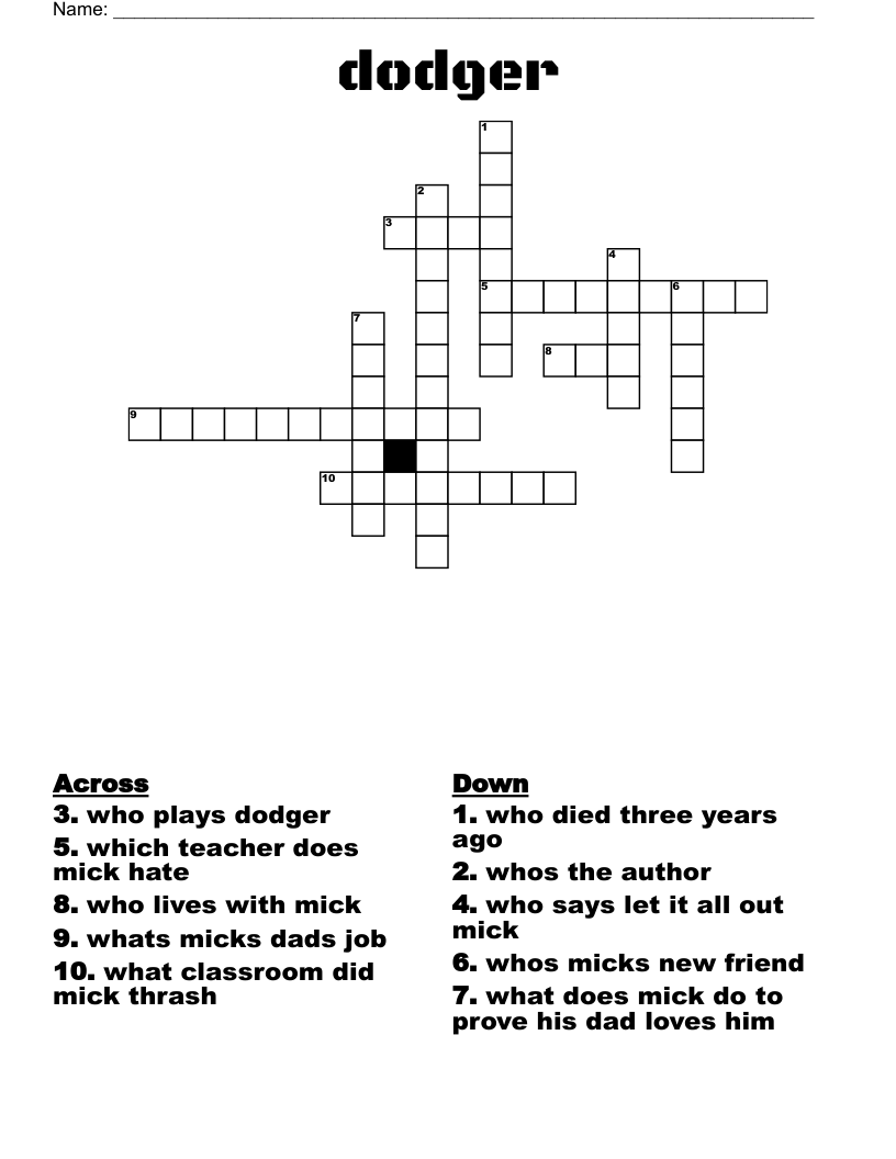 dodger Crossword