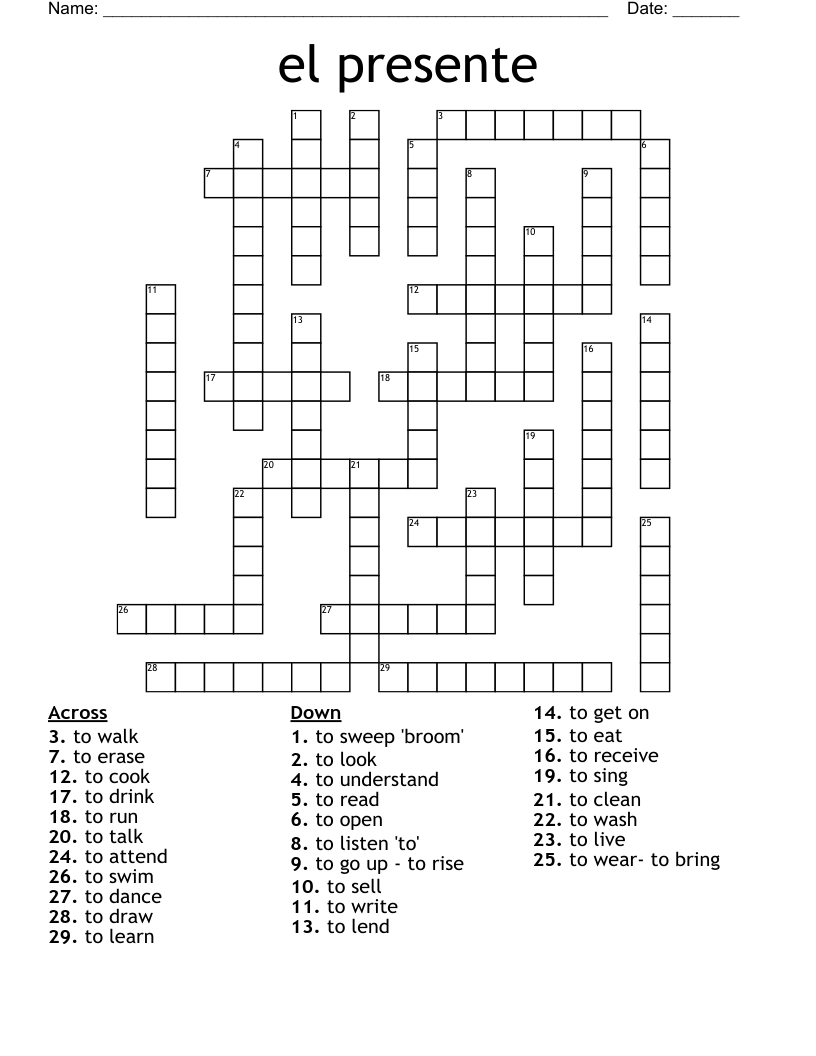 el presente Crossword