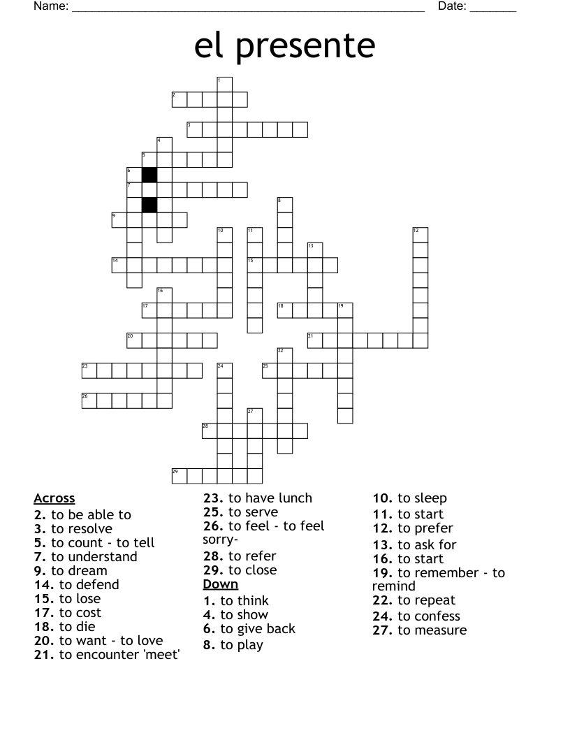 el presente Crossword
