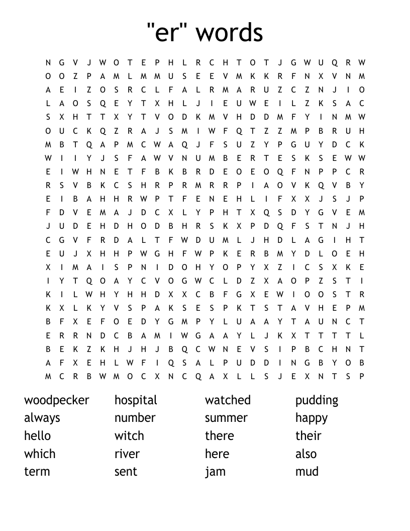 "er" words Word Search
