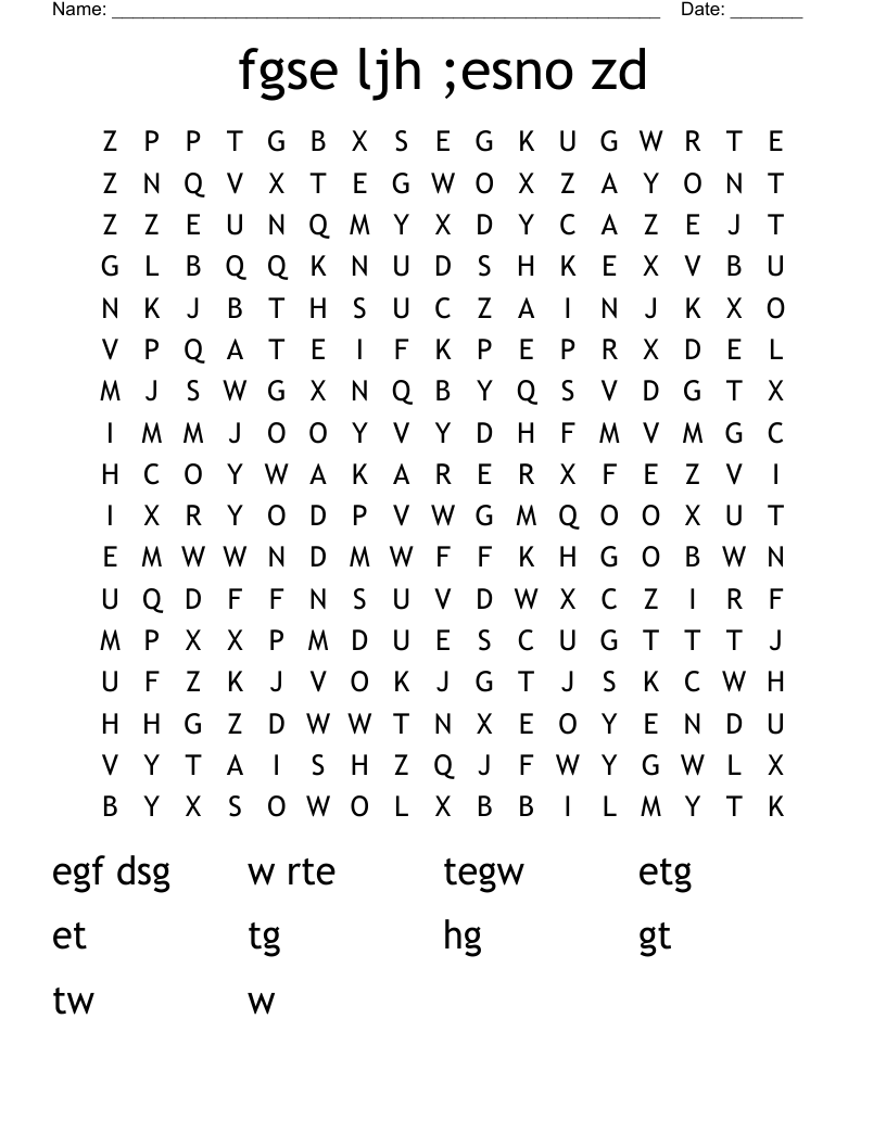 fgse ljh ;esno zd Word Search
