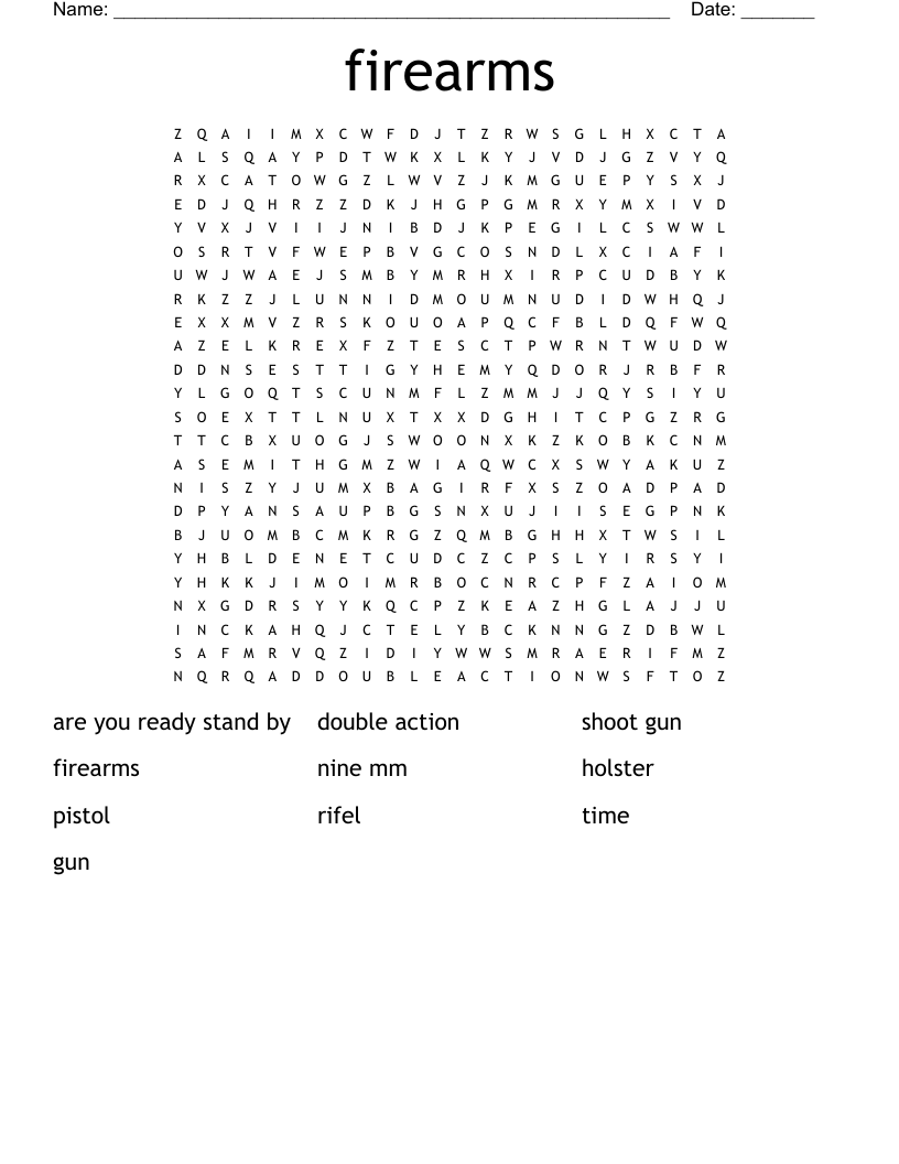 firearms Word Search