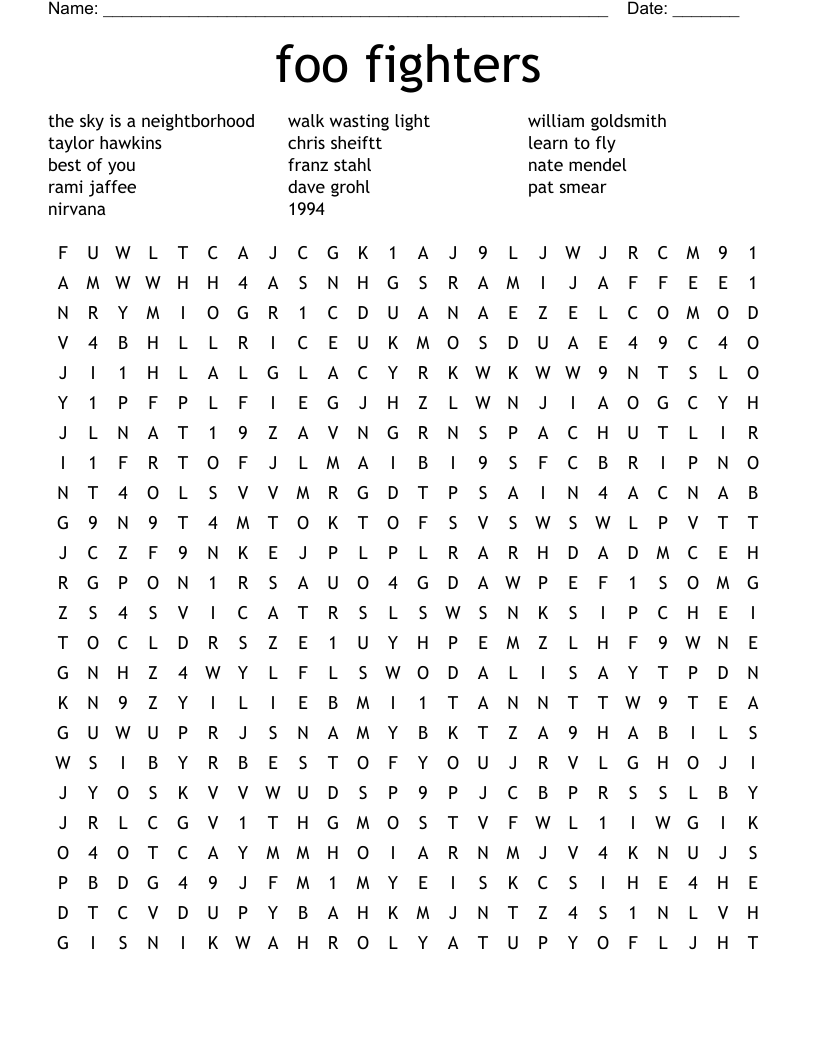 foo fighters  Word Search