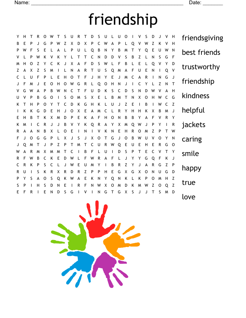 friendship Word Search
