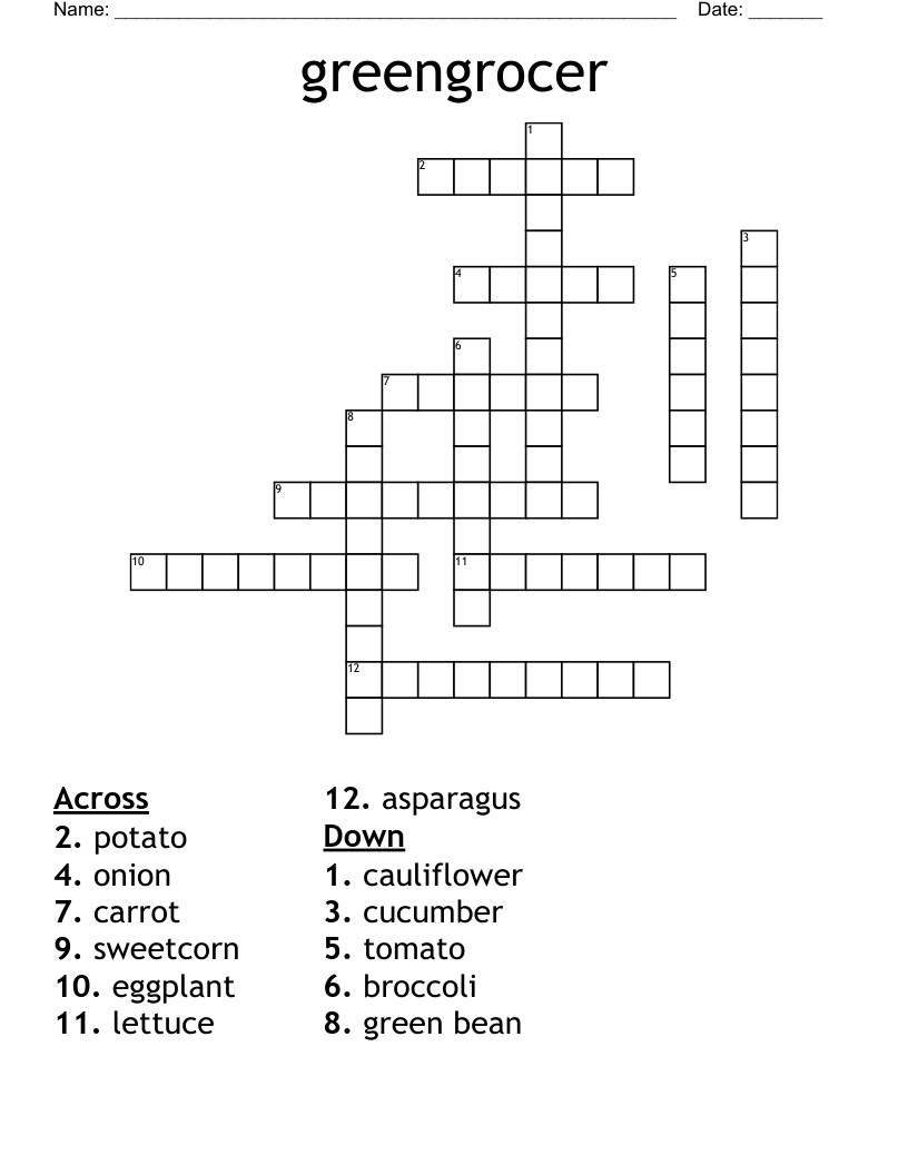 greengrocer Crossword