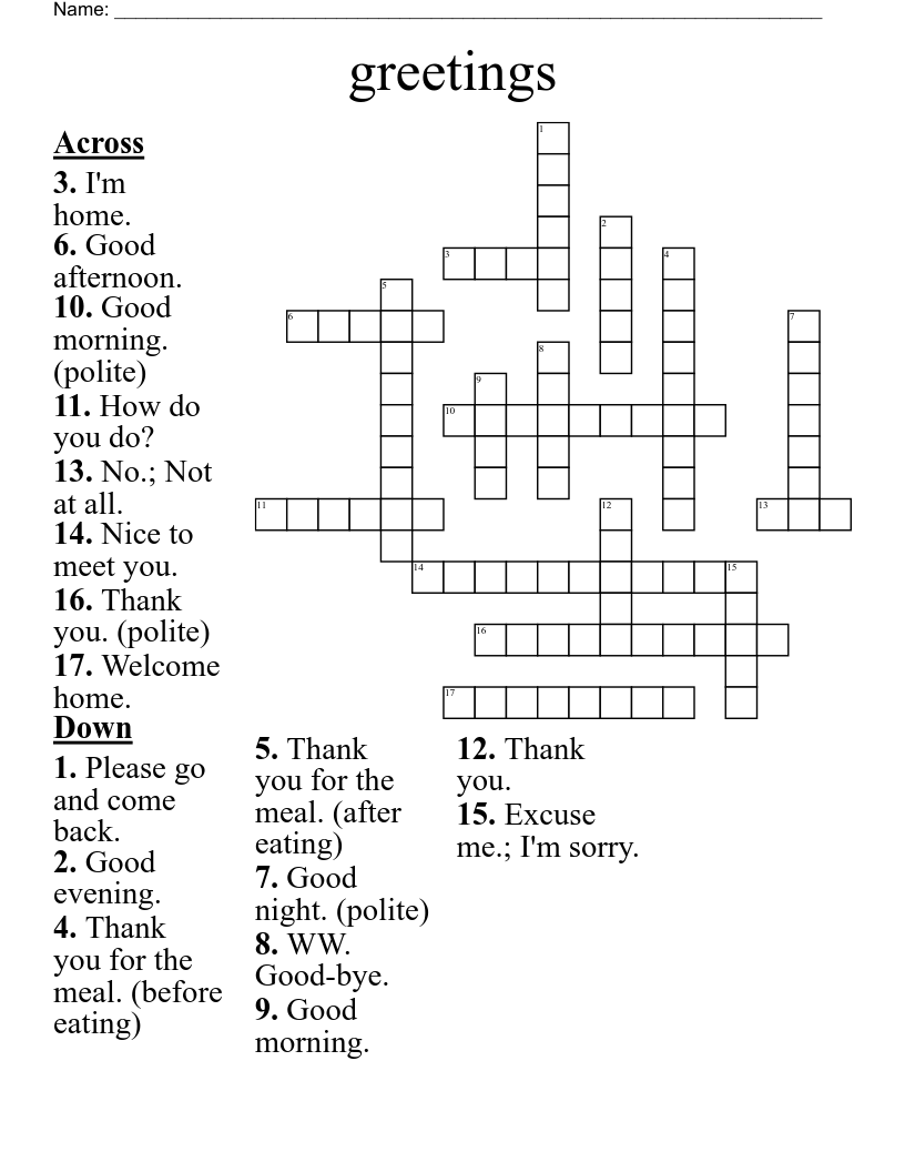 greetings Crossword