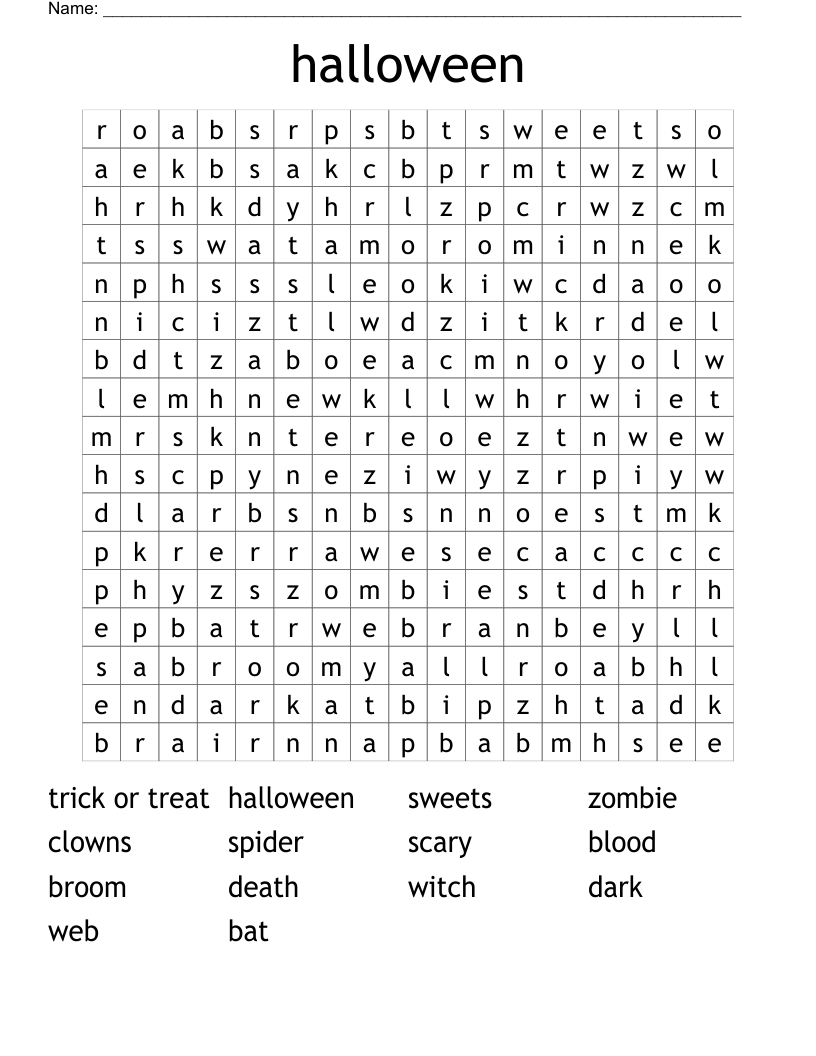 halloween  Word Search