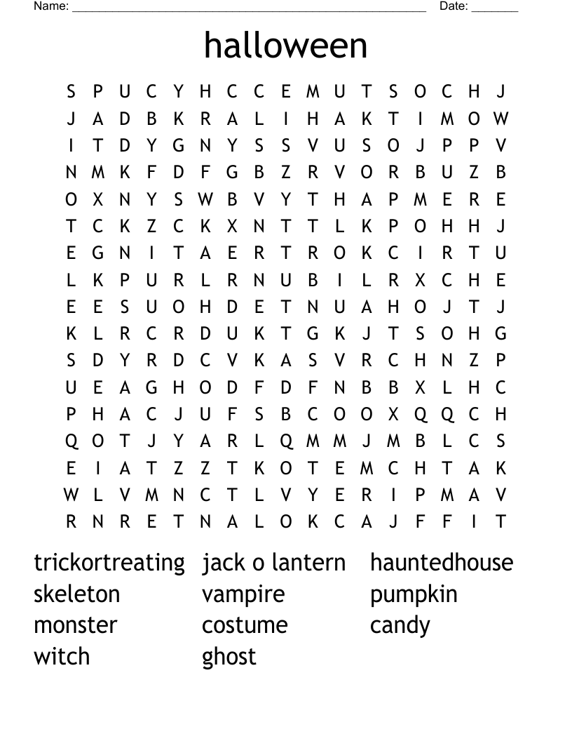halloween Word Search