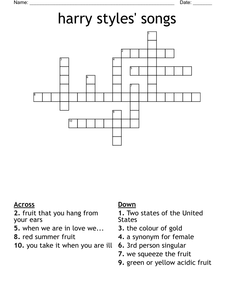harry styles' songs Crossword