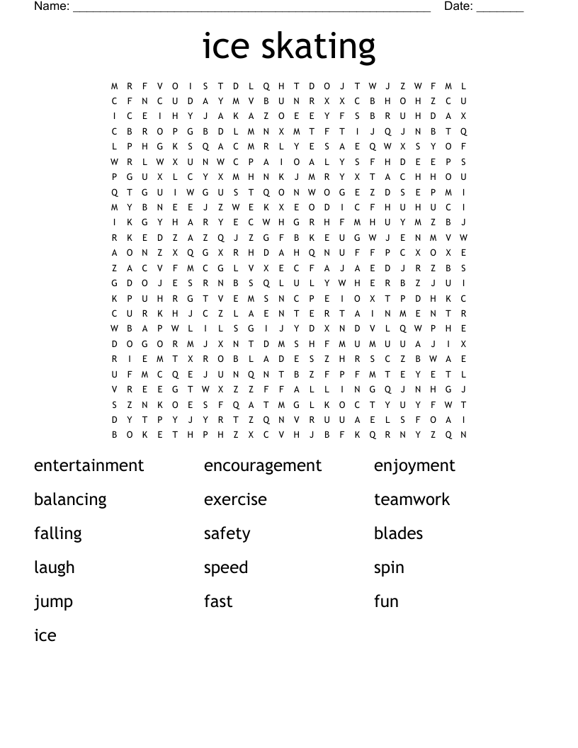 ice skating Word Search