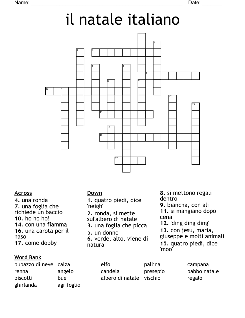 il natale italiano Crossword
