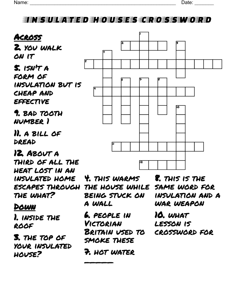 insulated houses crossword
