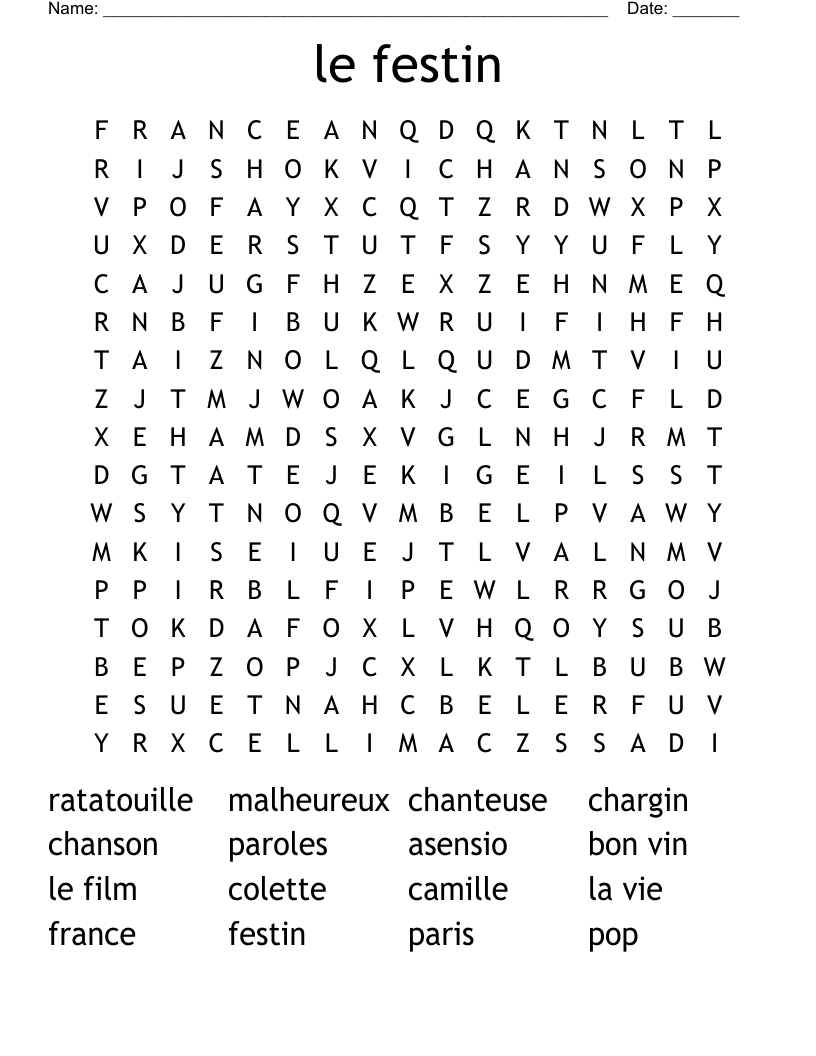 le festin Word Search