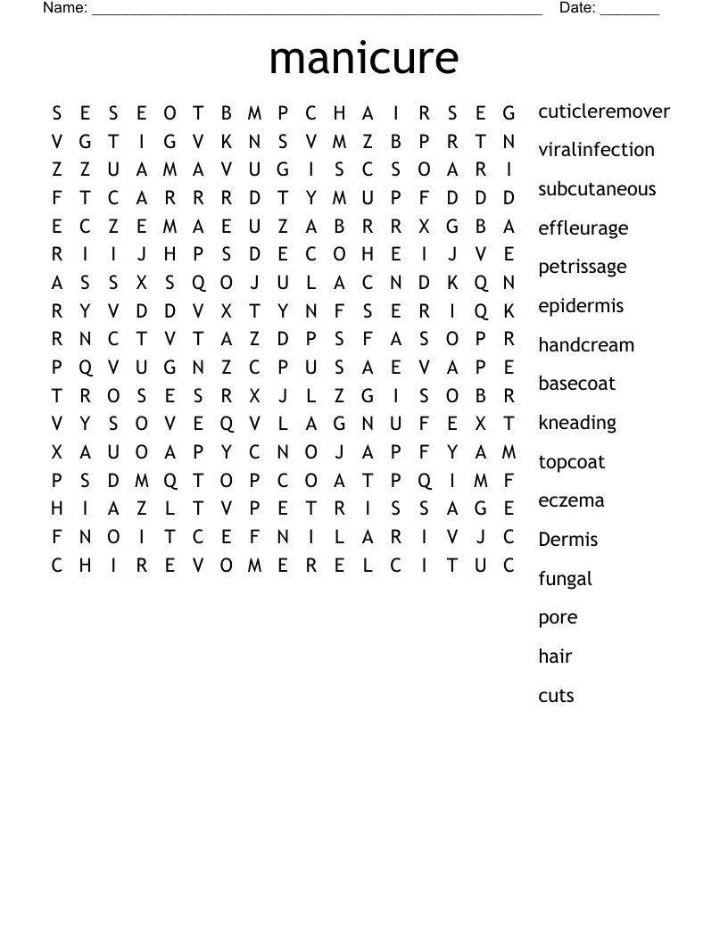 manicure Word Search