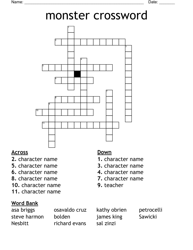 monster crossword 