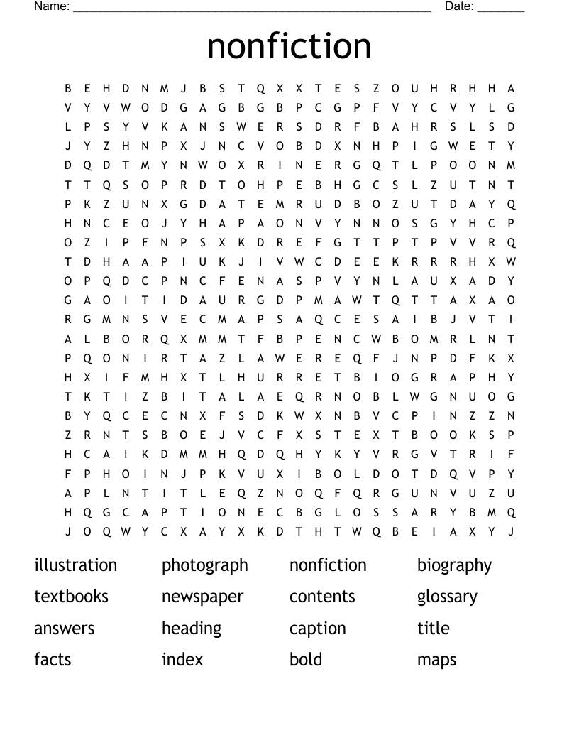 nonfiction Word Search