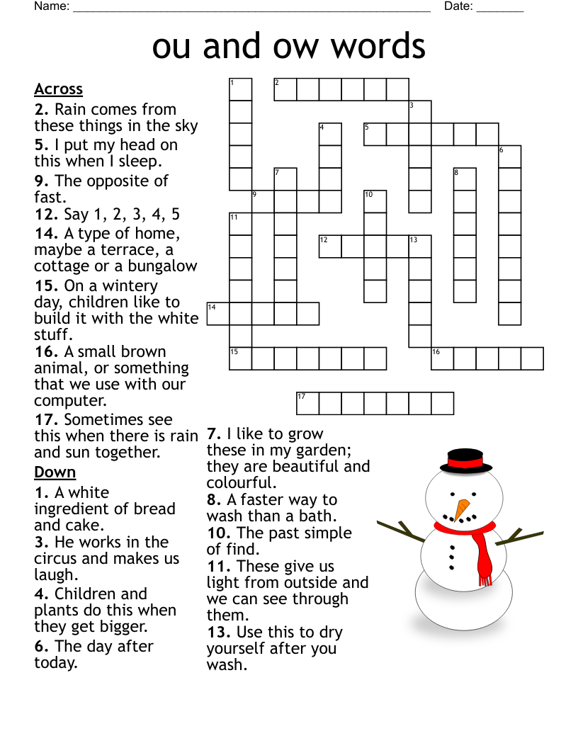 ou and ow words Crossword