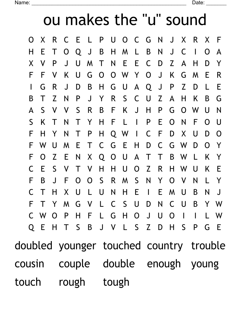 ou makes the "u" sound Word Search