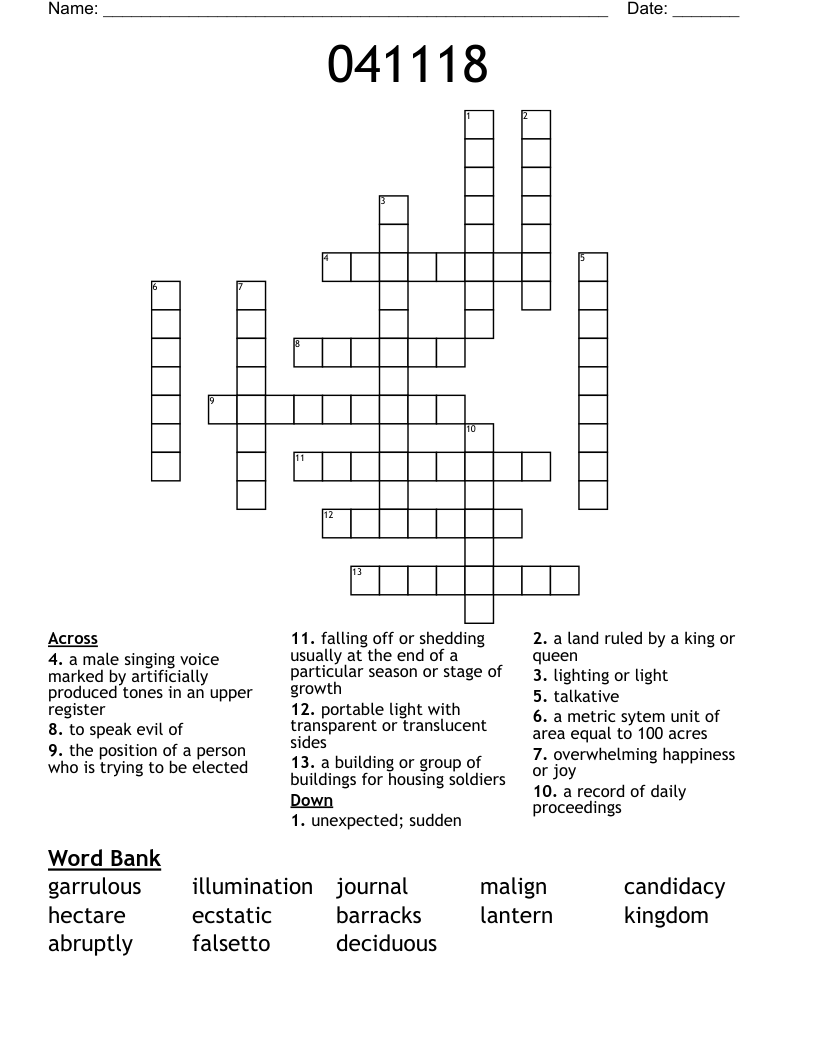 041118 Crossword