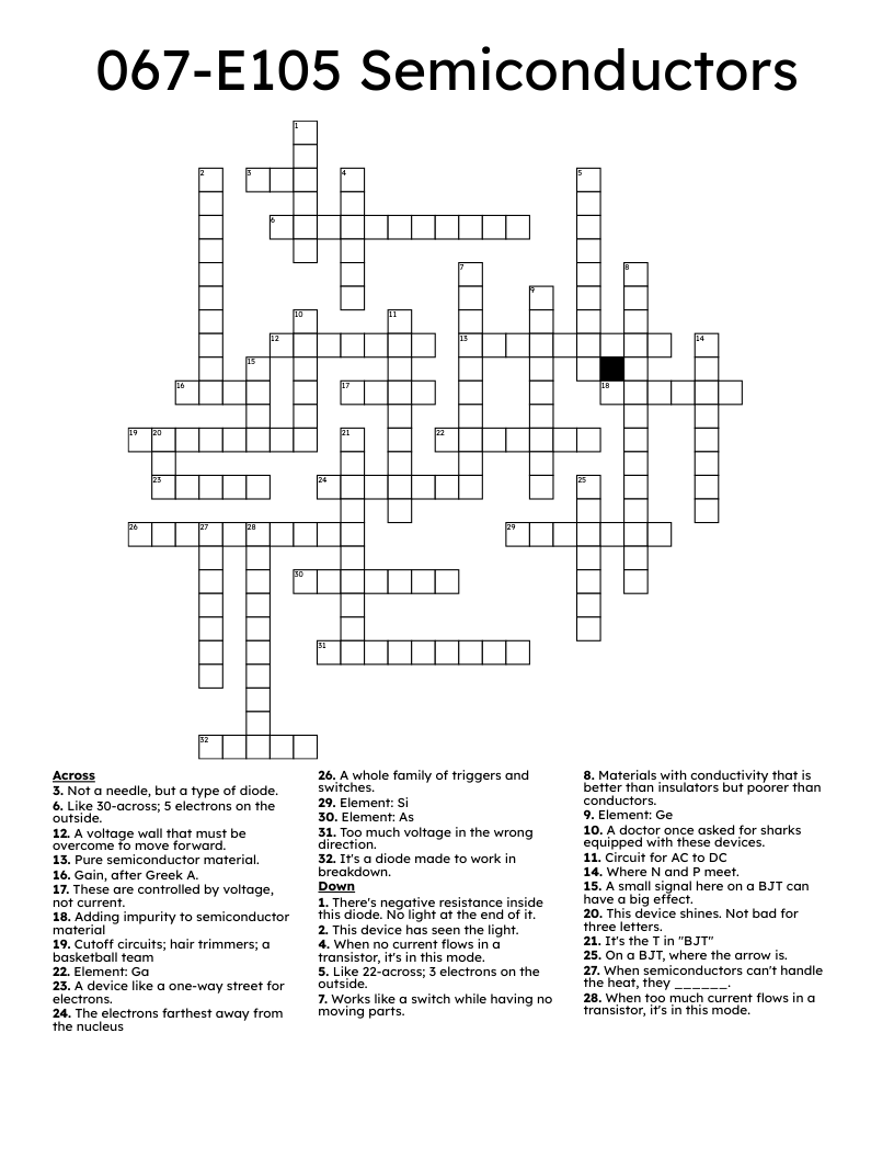 067-E105 Semiconductors Crossword