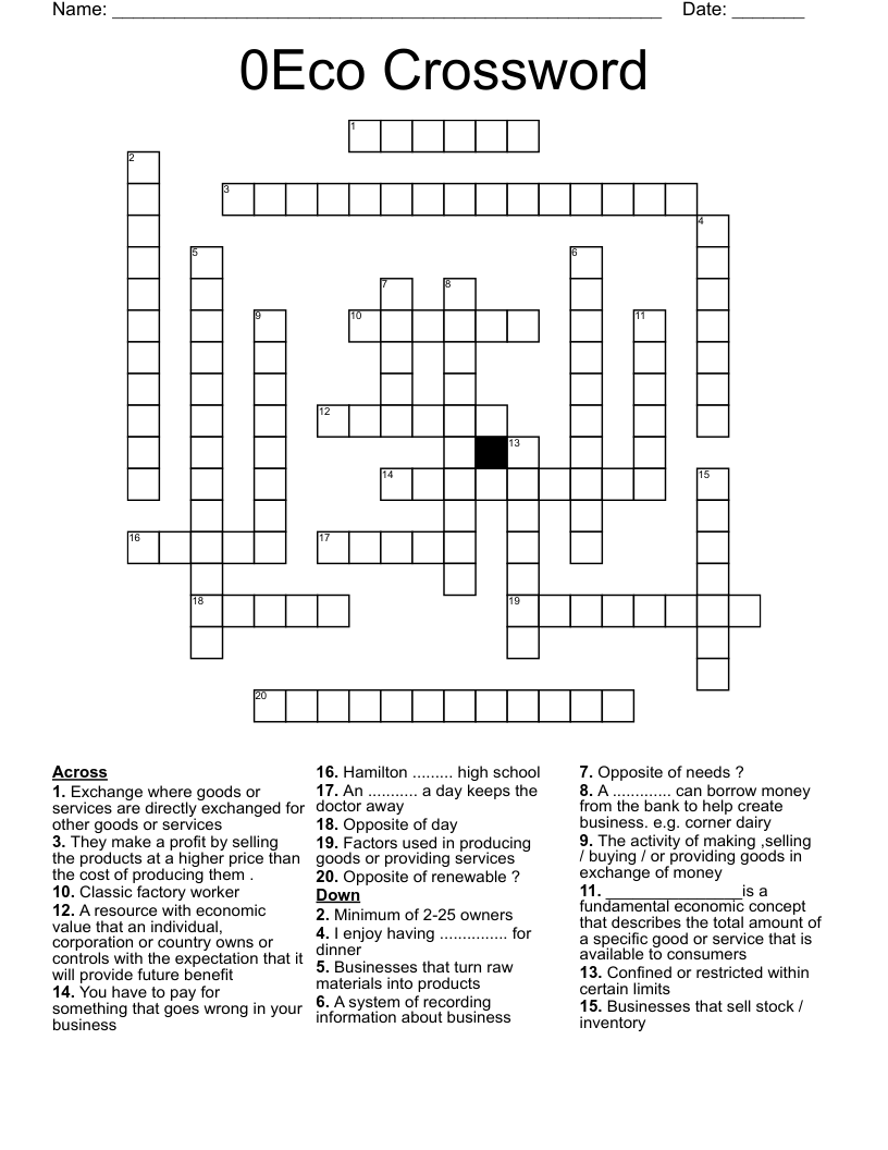 0Eco Crossword