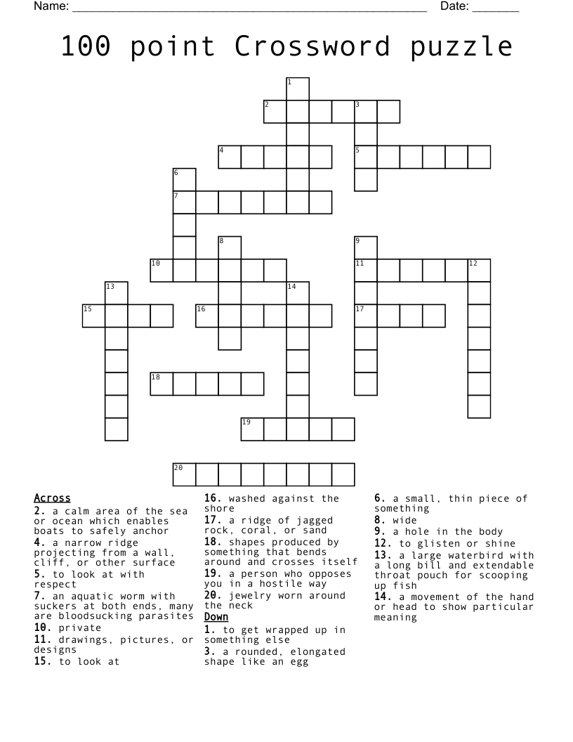 100 point Crossword puzzle