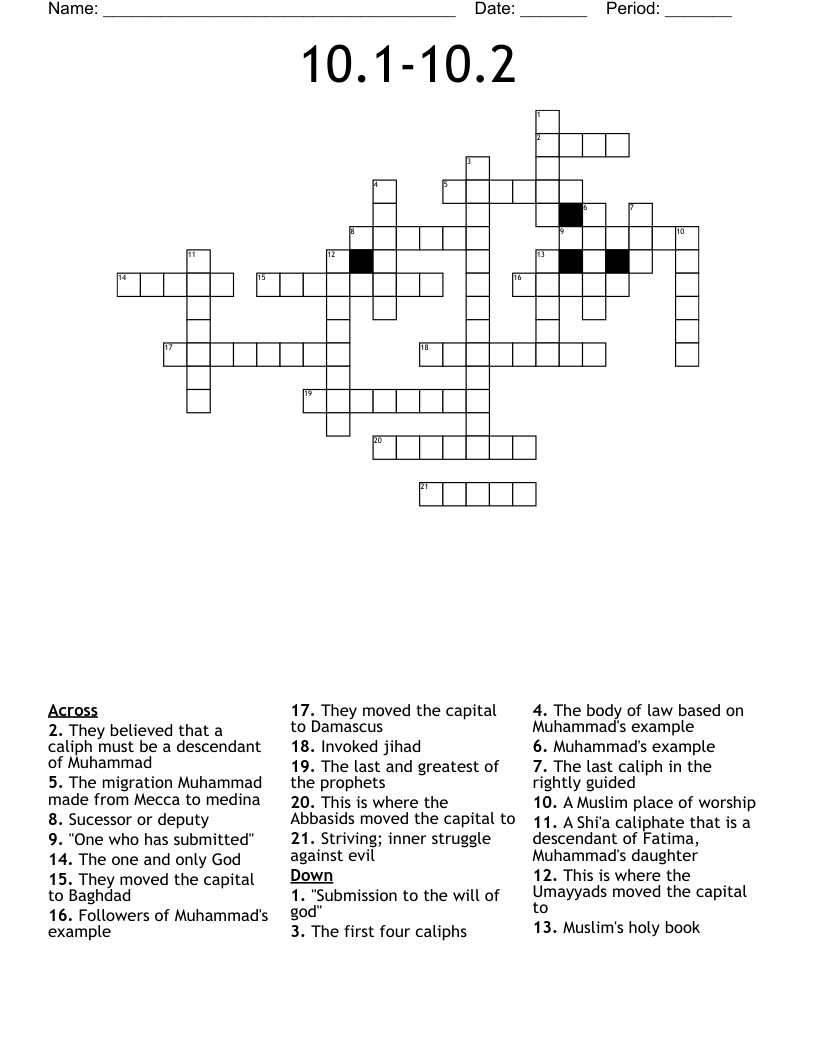 10.1-10.2 Crossword