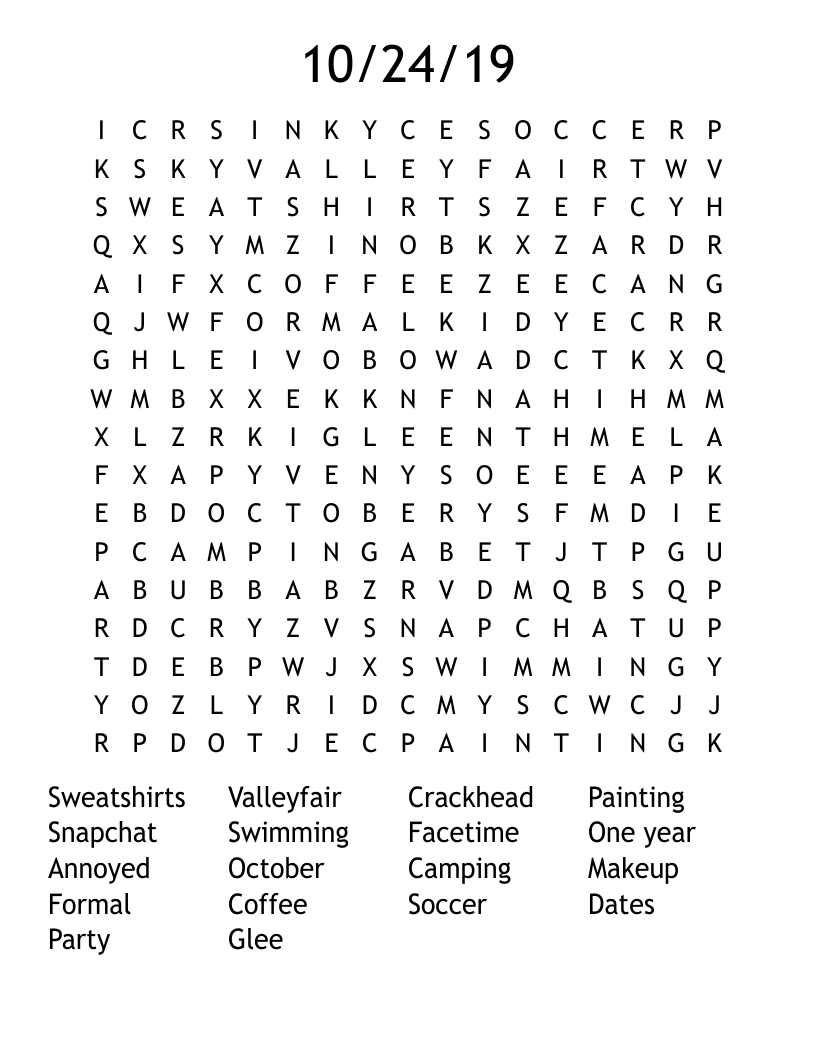 10/24/19 Word Search