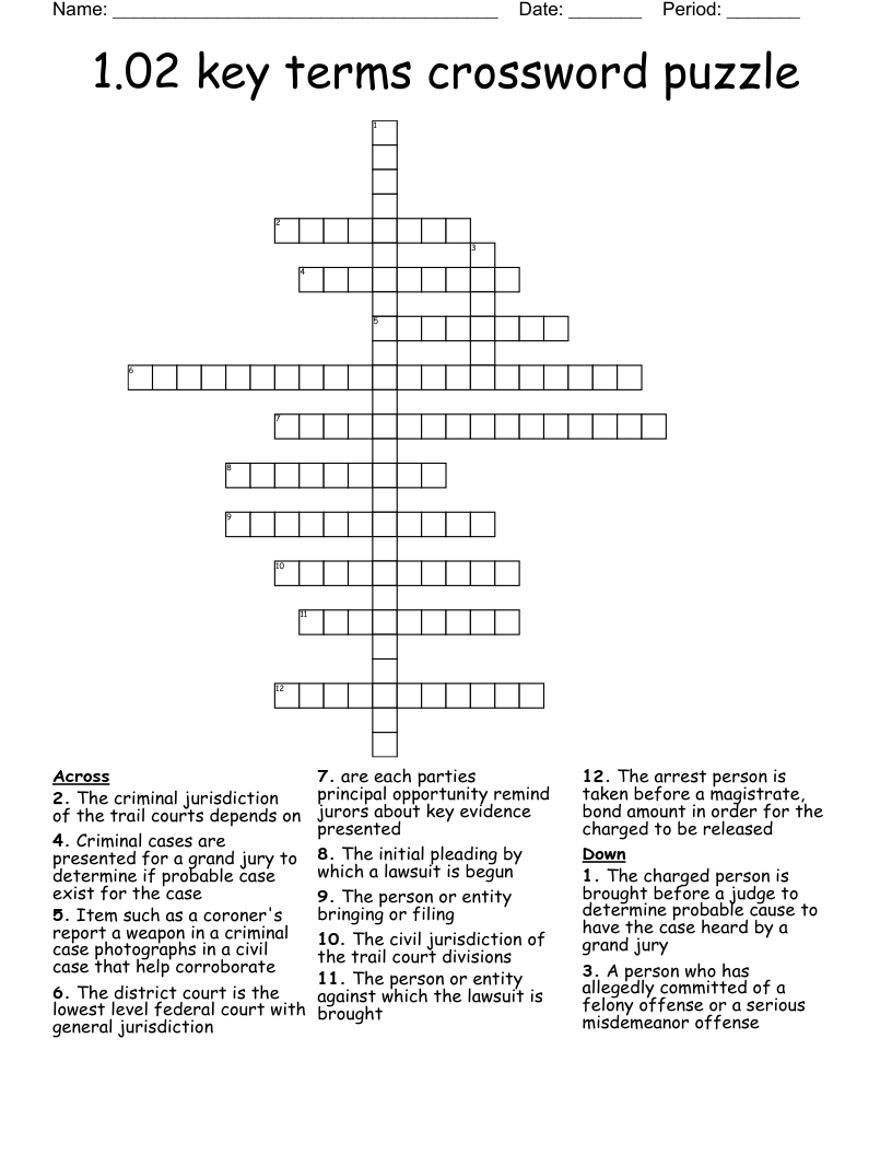 1.02 key terms crossword puzzle