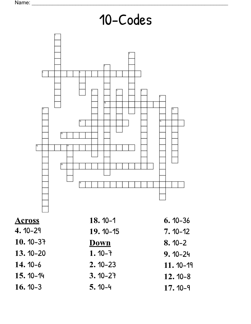10-Codes Crossword