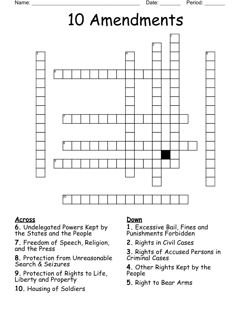 10 Amendments Crossword