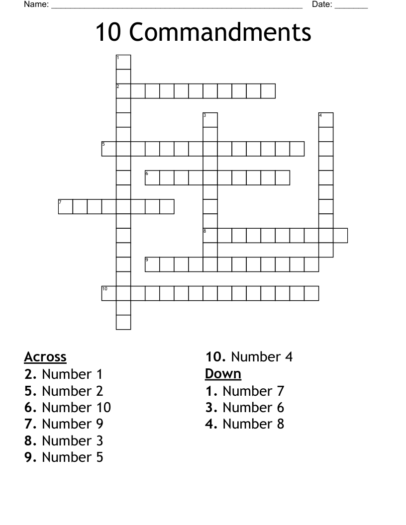 10 Commandments Crossword