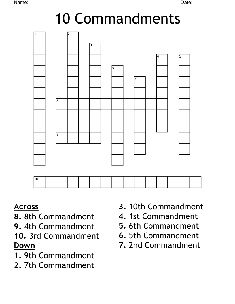 10 Commandments Crossword