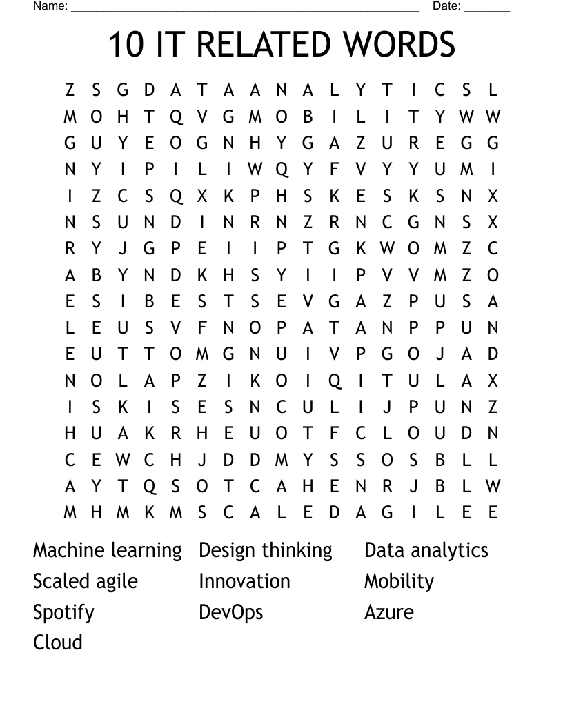 10 IT RELATED WORDS Word Search