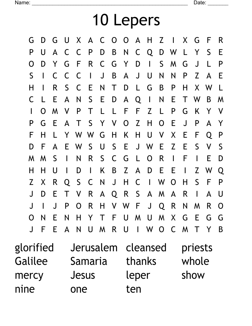 10 Lepers Word Search