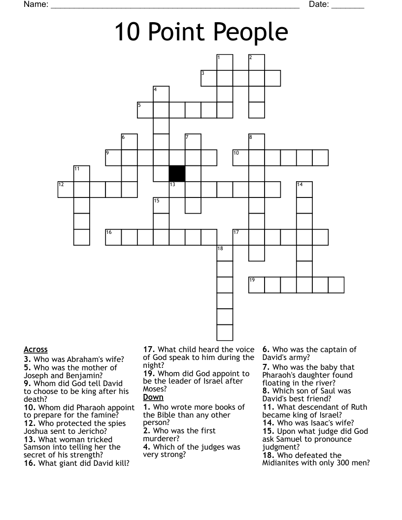 10 Point People Crossword