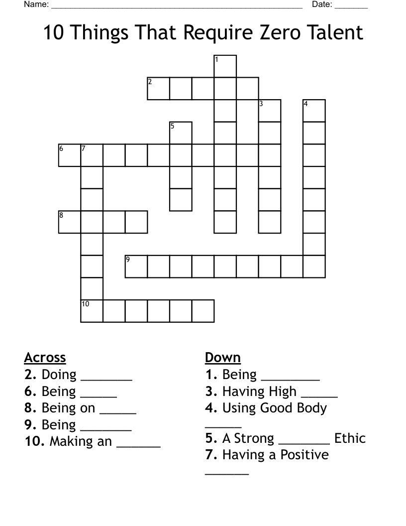 10 Things That Require Zero Talent Crossword